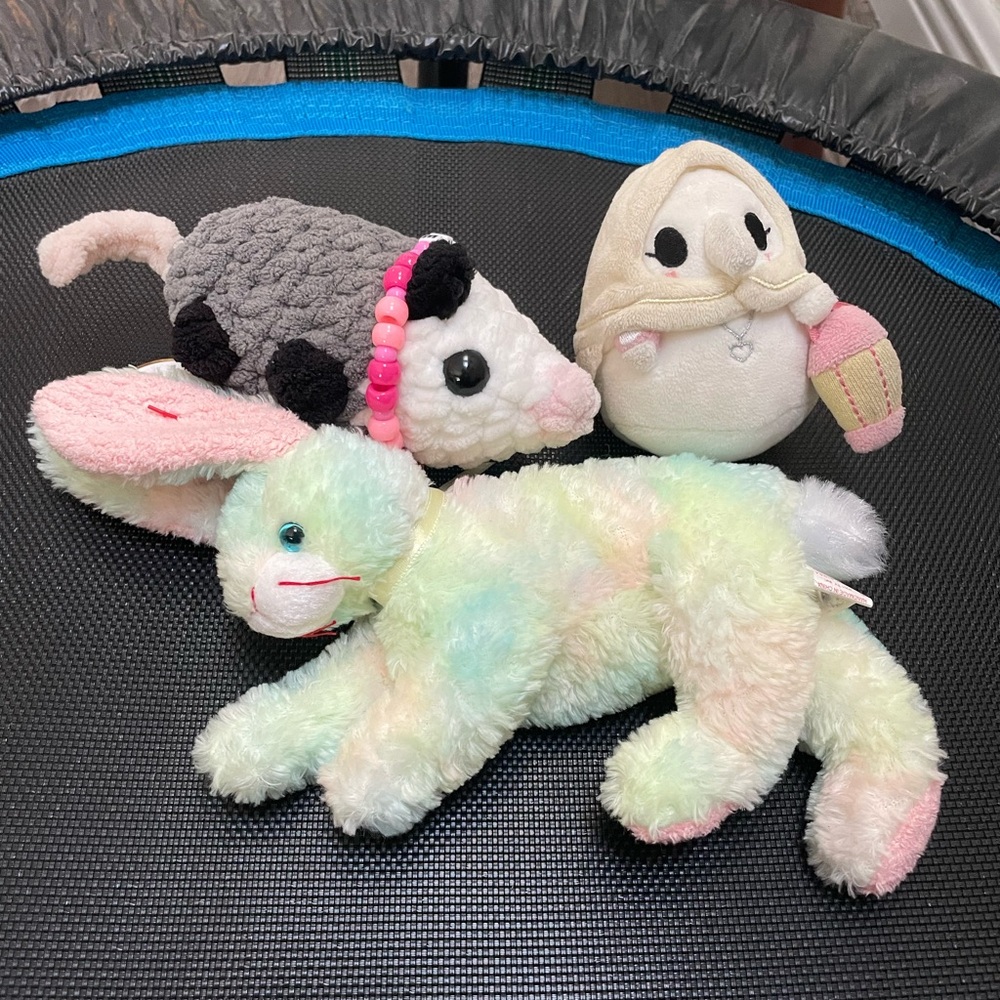 Plush Toy Set—Opossum, squishables plague doctor, ty beanie babies bunny rabbit